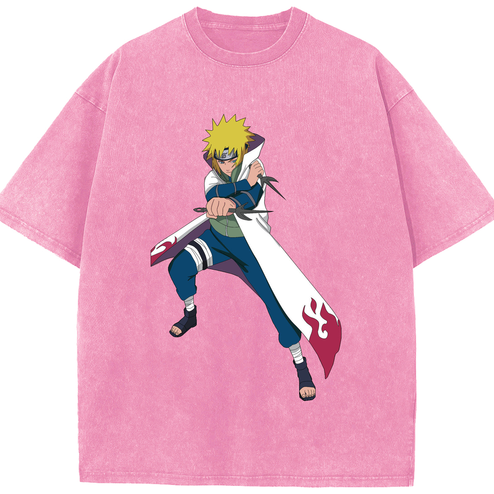 （画像用） NARUTO -ナルト- 波風 ミナト Namikaze Minato 綿100% ヴィンテージ風 半袖Tシャツ（フロントプリント）